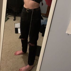 AE Black Ripped Mom Jeans